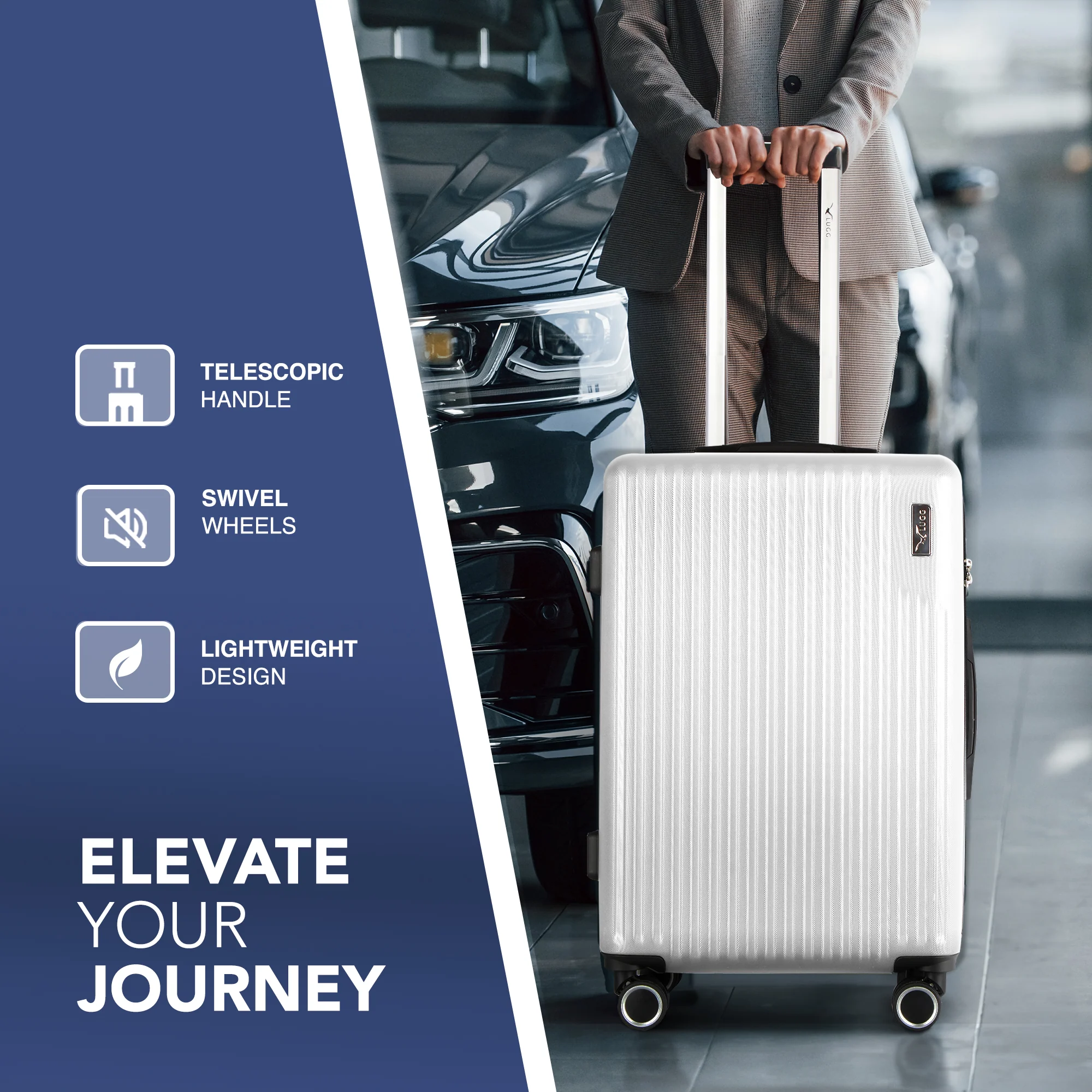 Vacay 20” Suitcase ABS Luggage with TSA Indent Lock, Aluminium Trolley Handle, 360° Spinner Wheels - Airline Compatible (55 x 35 x 23cm) - Pearl - Image 4