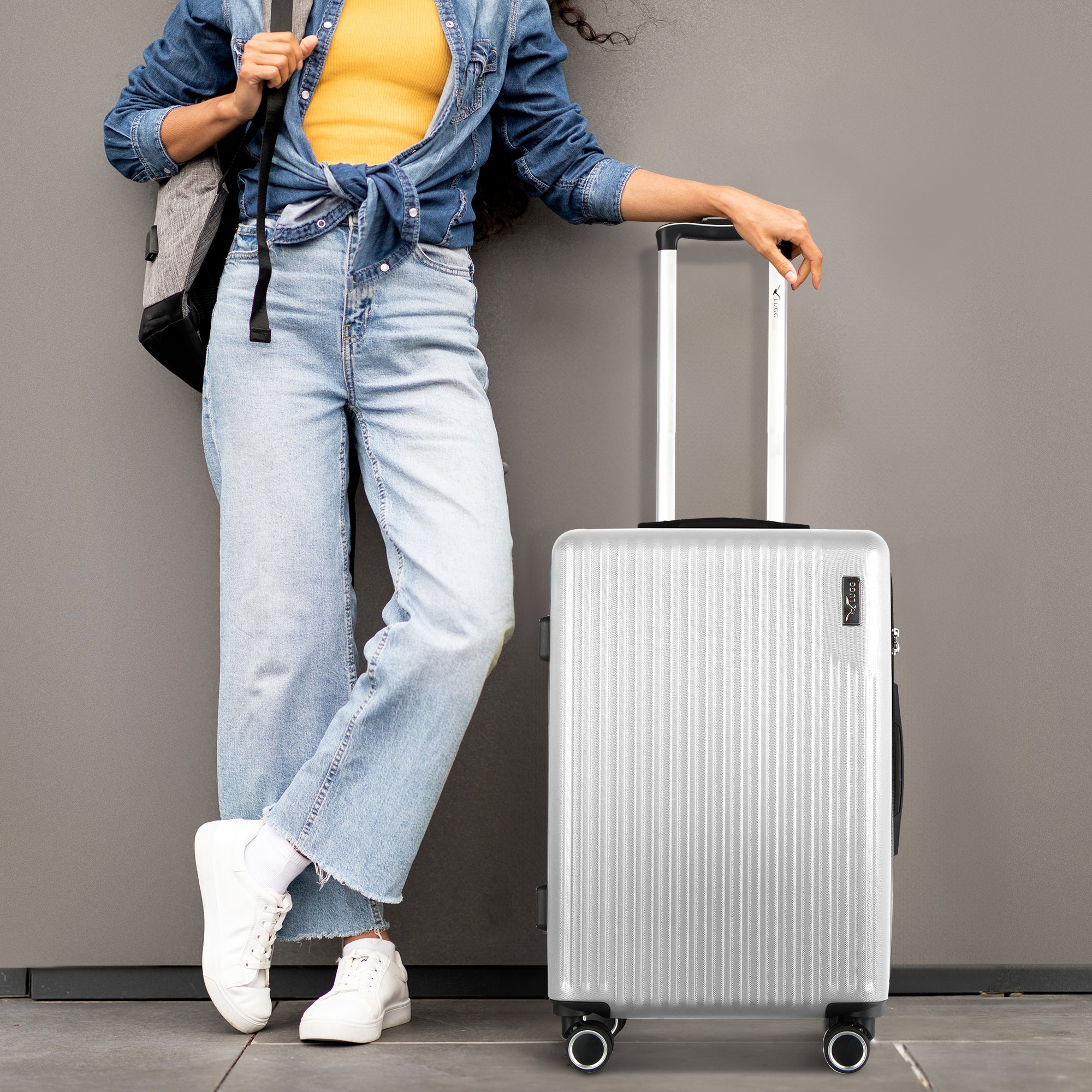 Vacay 20” Suitcase ABS Luggage with TSA Indent Lock, Aluminium Trolley Handle, 360° Spinner Wheels - Airline Compatible (55 x 35 x 23cm) - Pearl - Image 6