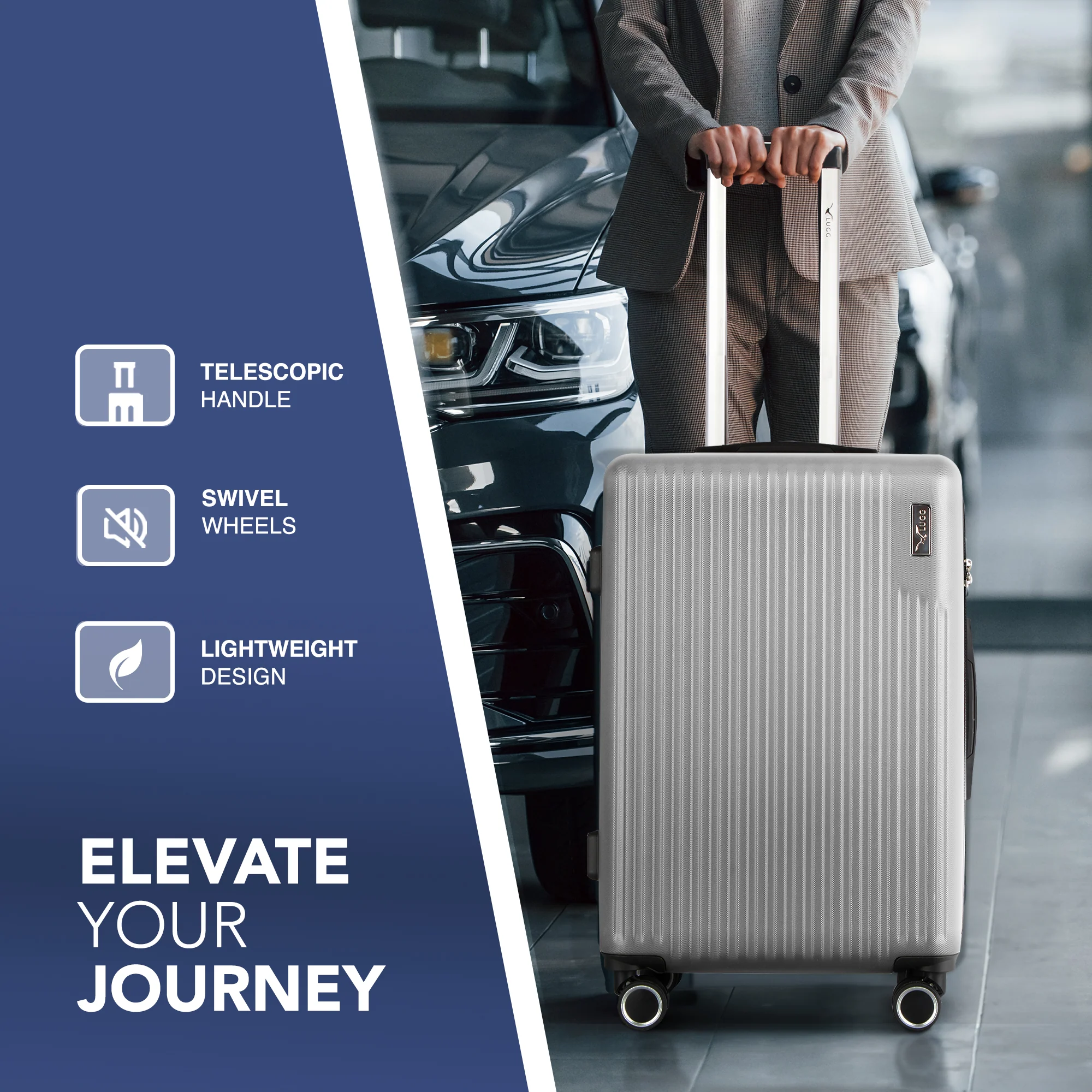 Vacay 20” Suitcase ABS Luggage with TSA Indent Lock, Aluminium Trolley Handle, 360° Spinner Wheels - Airline Compatible (55 x 35 x 23cm) - Raven - Image 6