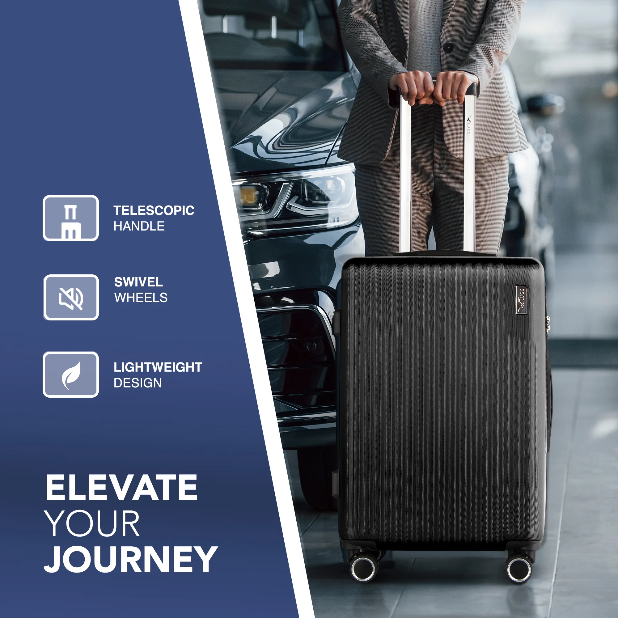 Vacay 20” Suitcase ABS Luggage with TSA Indent Lock, Aluminium Trolley Handle, 360° Spinner Wheels - Airline Compatible (55 x 35 x 23cm) - Shadow - Image 3