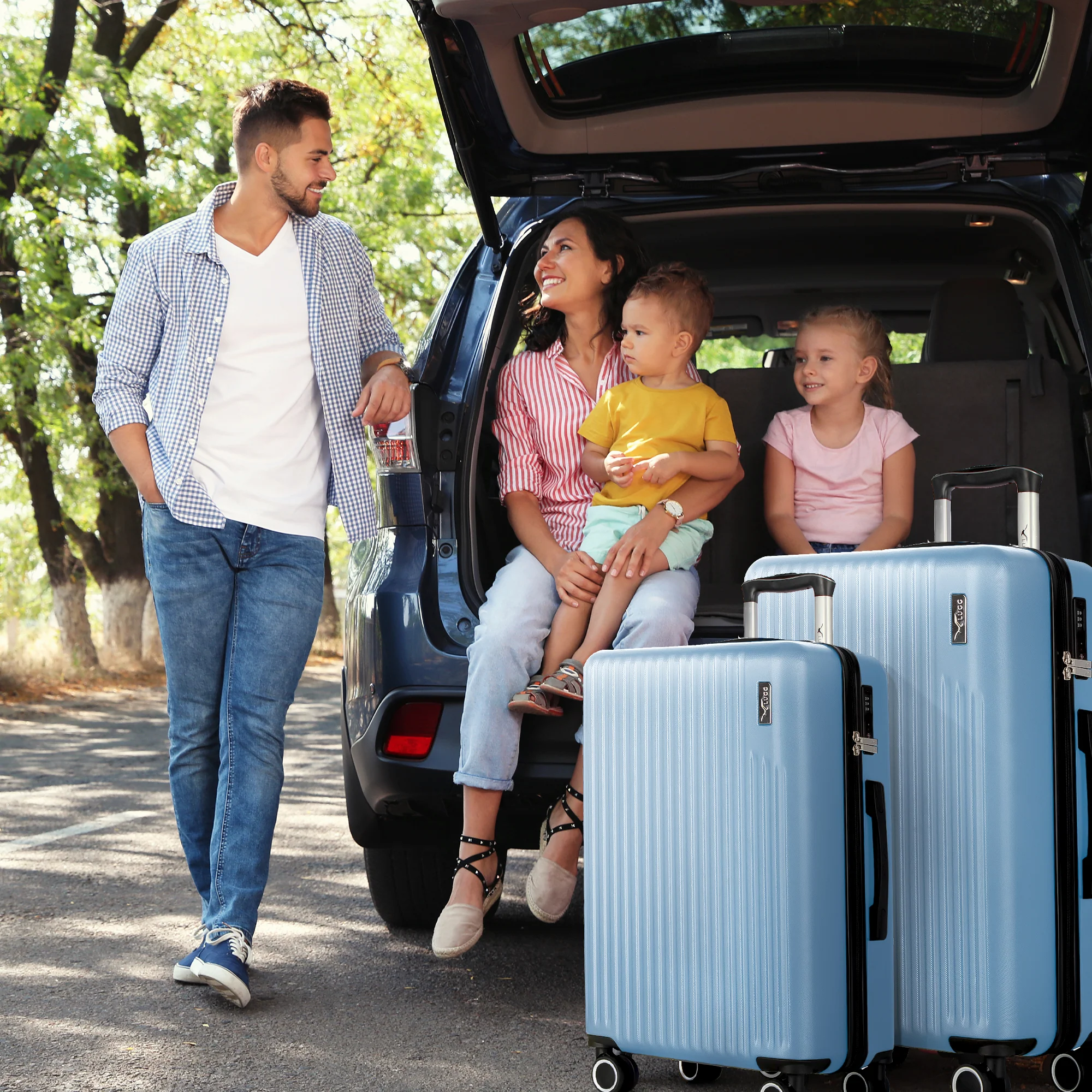 Vacay 20” Suitcase ABS Luggage with TSA Indent Lock, Aluminium Trolley Handle, 360° Spinner Wheels - Airline Compatible (55 x 35 x 23cm) - Sky Blue - Image 3