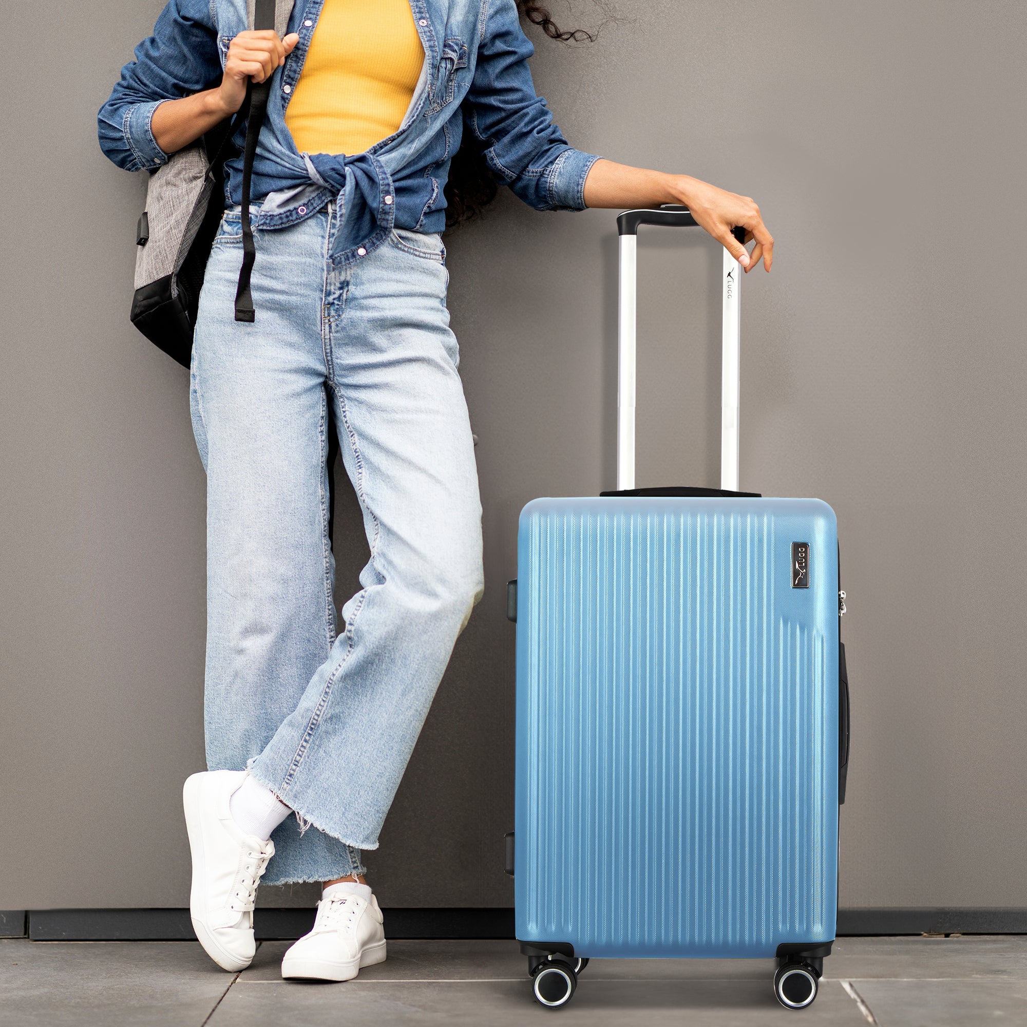 Vacay 20” Suitcase ABS Luggage with TSA Indent Lock, Aluminium Trolley Handle, 360° Spinner Wheels - Airline Compatible (55 x 35 x 23cm) - Sky Blue - Image 6