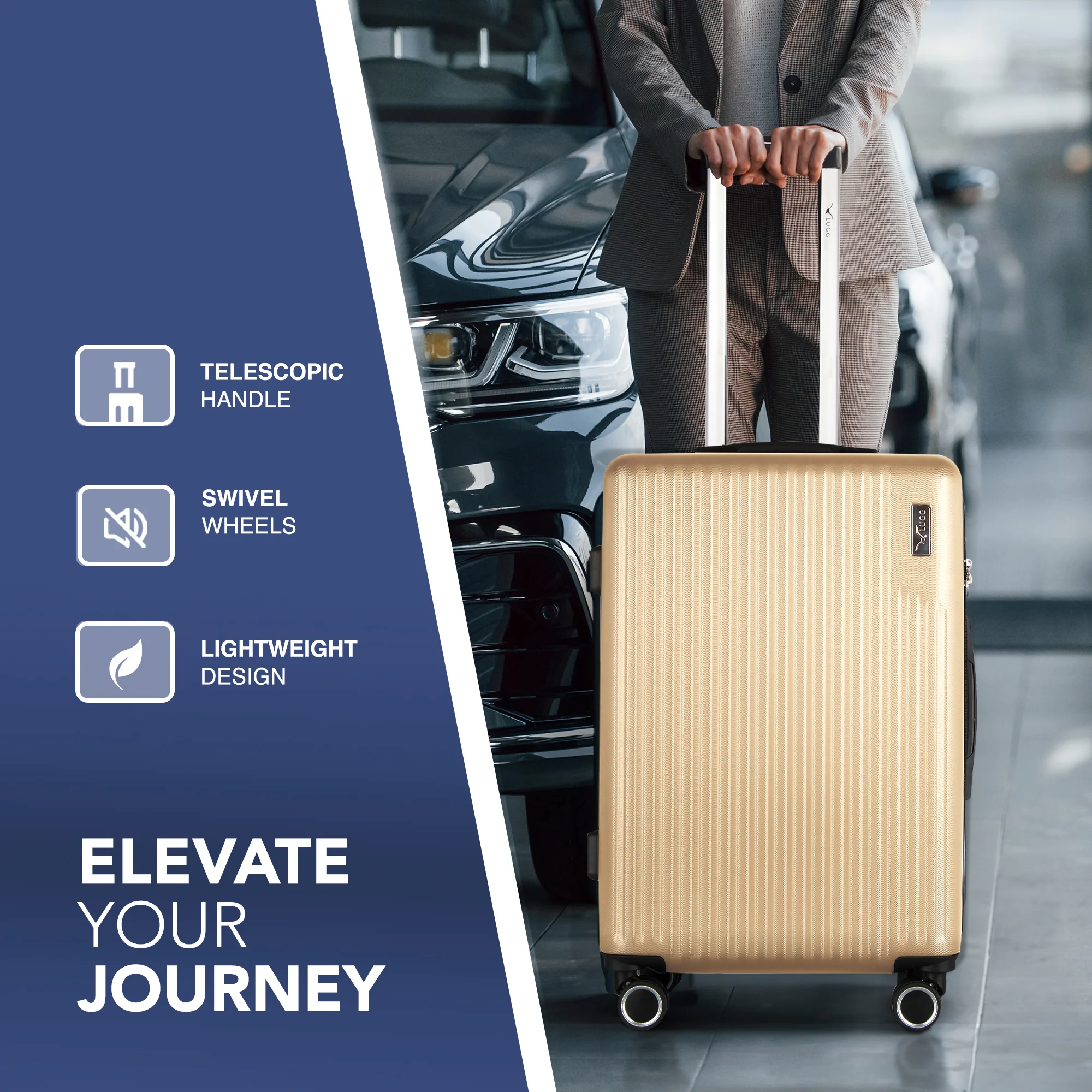 Vacay 20” Suitcase ABS Luggage with TSA Indent Lock, Aluminium Trolley Handle, 360° Spinner Wheels - Airline Compatible (55 x 35 x 23cm) - Sunset - Image 3