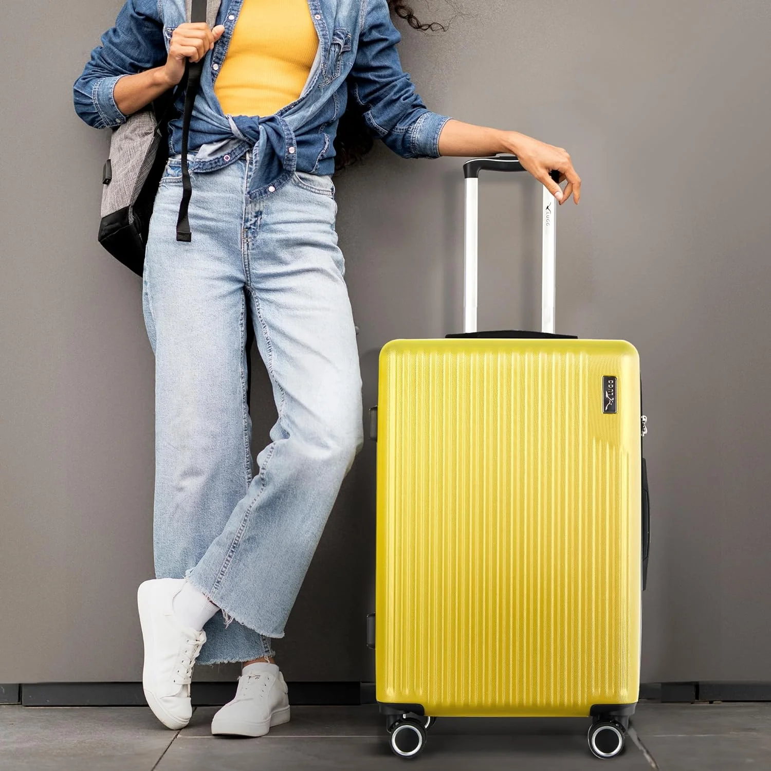 Vacay 24” Suitcase ABS Luggage with TSA Indent Lock, Aluminium Trolley Handle, 360° Spinner Wheels - Airline Compatible (66.5 x 25.5 x 44cm) - Citrine - Image 7