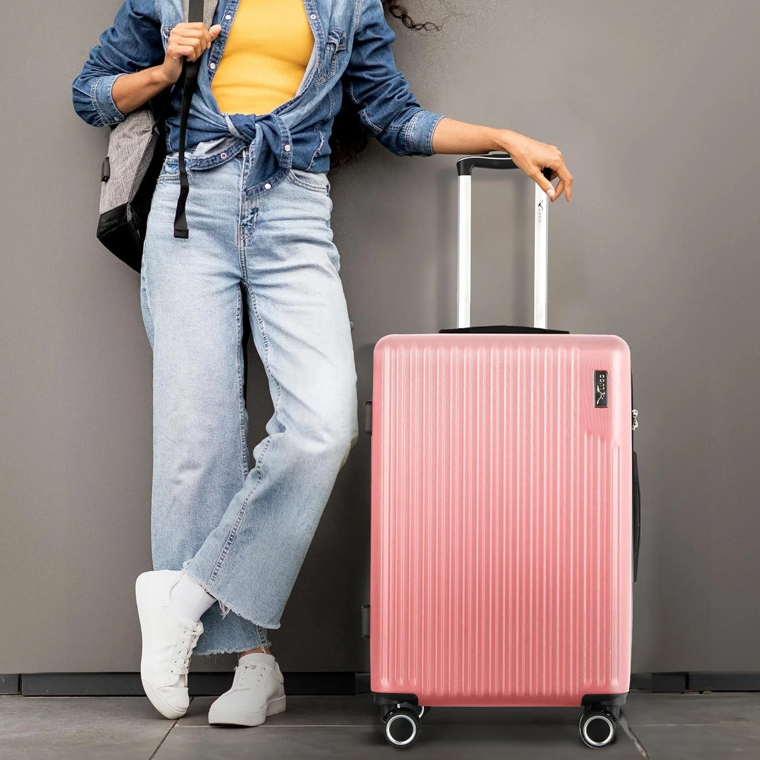 Vacay 24” Suitcase ABS Luggage with TSA Indent Lock, Aluminium Trolley Handle, 360° Spinner Wheels - Airline Compatible (66.5 x 25.5 x 44cm) - Clay - Image 7