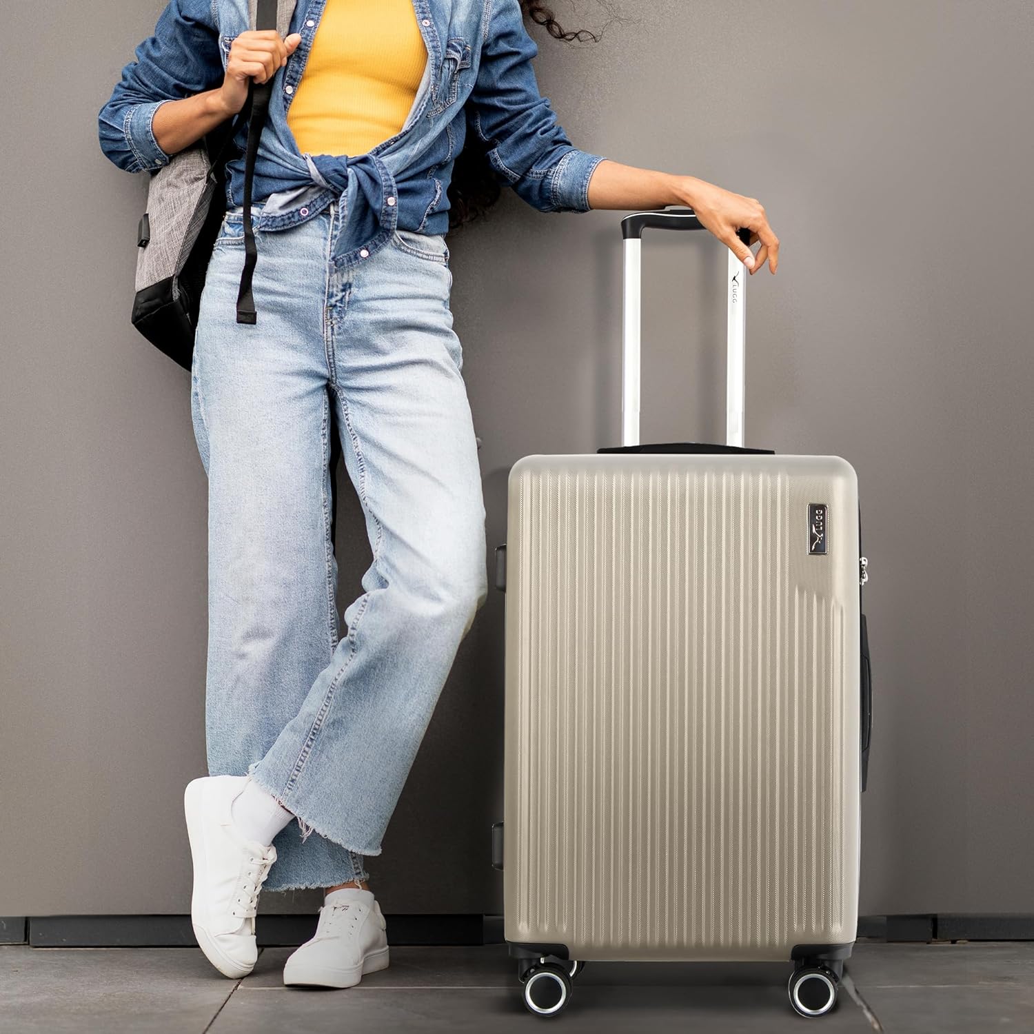 Vacay 24” Suitcase ABS Luggage with TSA Indent Lock, Aluminium Trolley Handle, 360° Spinner Wheels - Airline Compatible (66.5 x 25.5 x 44cm) - Earth - Image 7