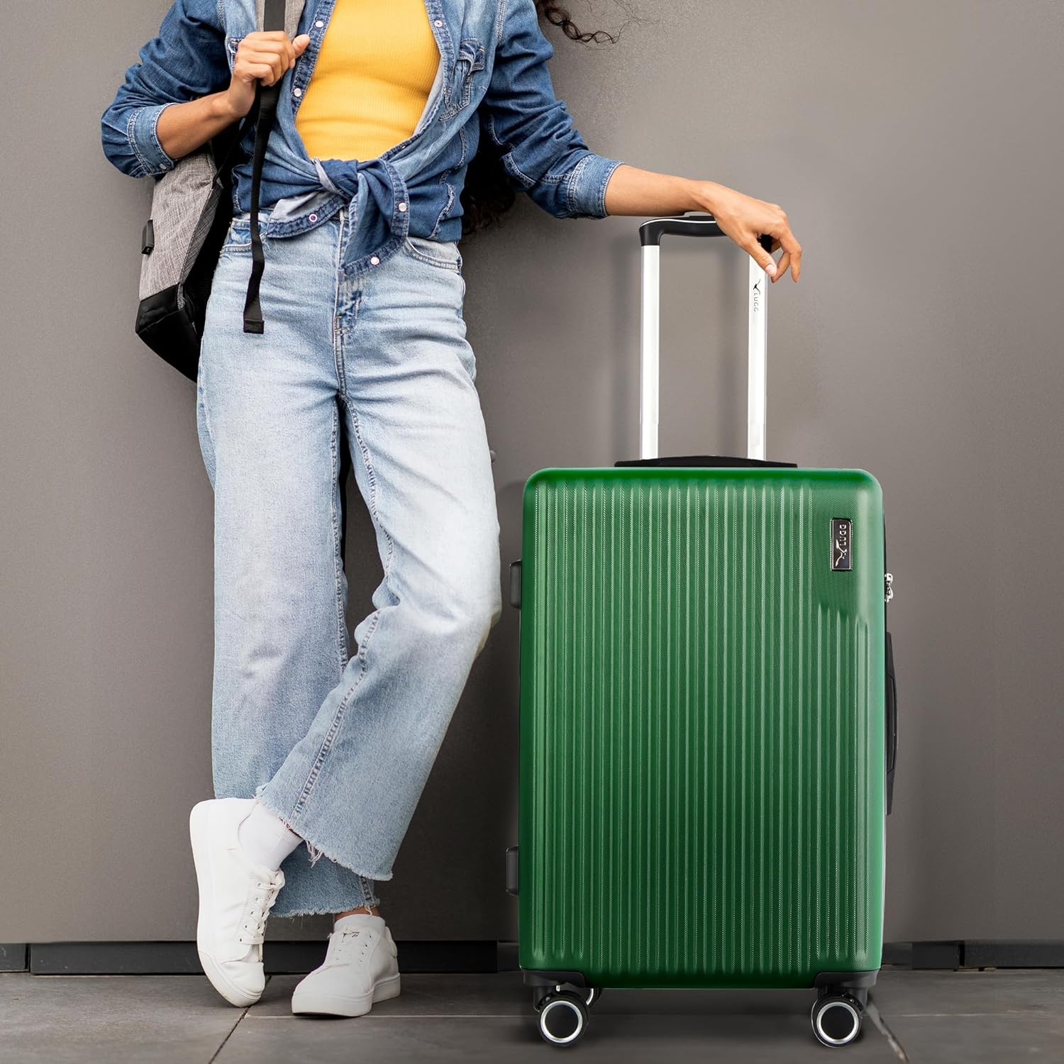 Vacay 24” Suitcase ABS Luggage with TSA Indent Lock, Aluminium Trolley Handle, 360° Spinner Wheels - Airline Compatible (66.5 x 25.5 x 44cm) - Forest - Image 7
