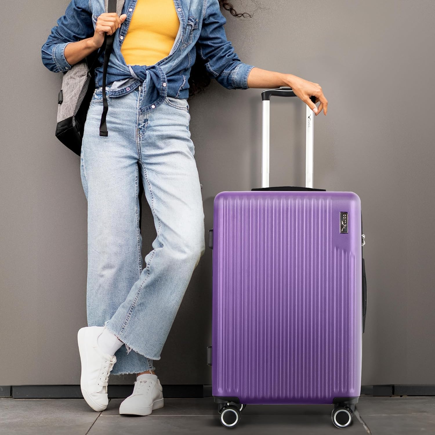 Vacay 24” Suitcase ABS Luggage with TSA Indent Lock, Aluminium Trolley Handle, 360° Spinner Wheels - Airline Compatible (66.5 x 25.5 x 44cm) - Lavender - Image 7