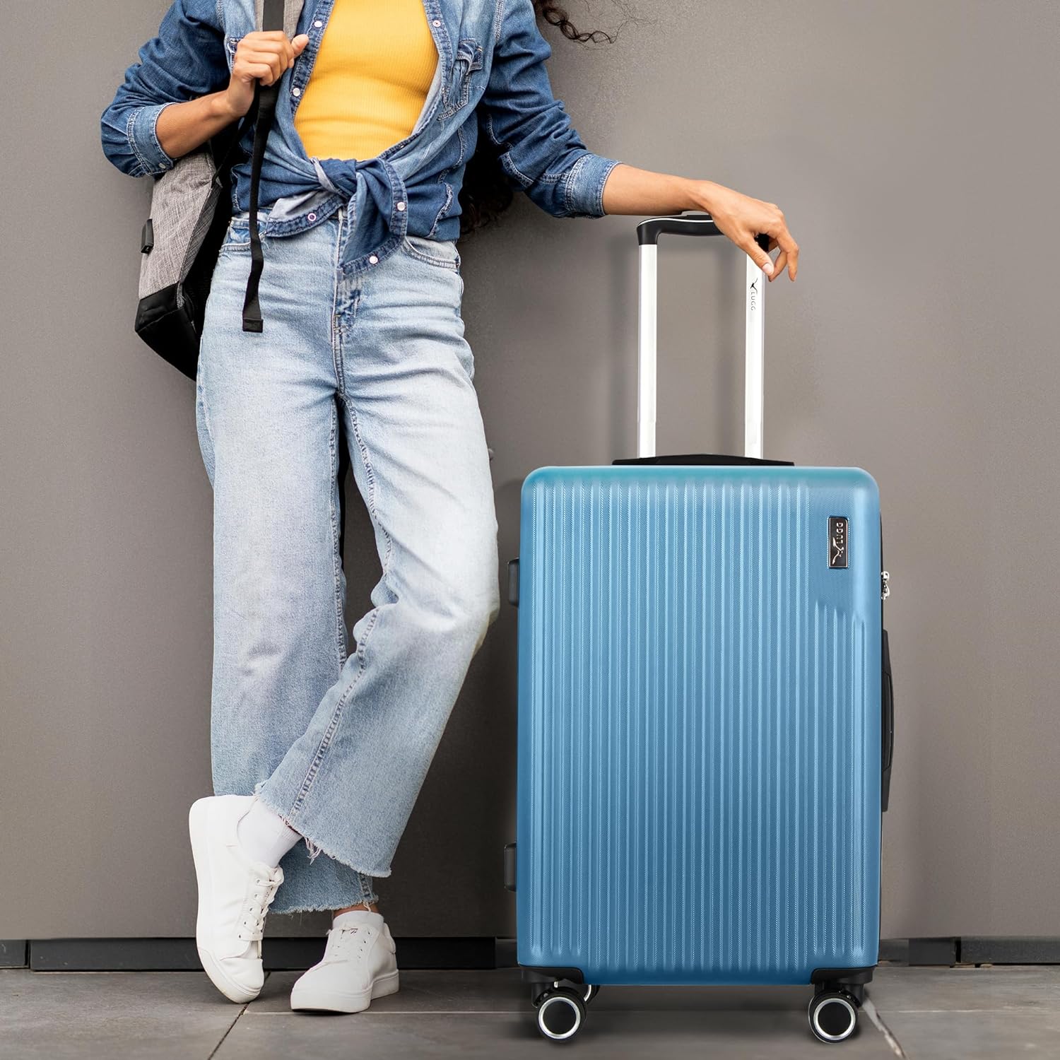 Vacay 24” Suitcase ABS Luggage with TSA Indent Lock, Aluminium Trolley Handle, 360° Spinner Wheels - Airline Compatible (66.5 x 25.5 x 44cm) - Light Blue - Image 6