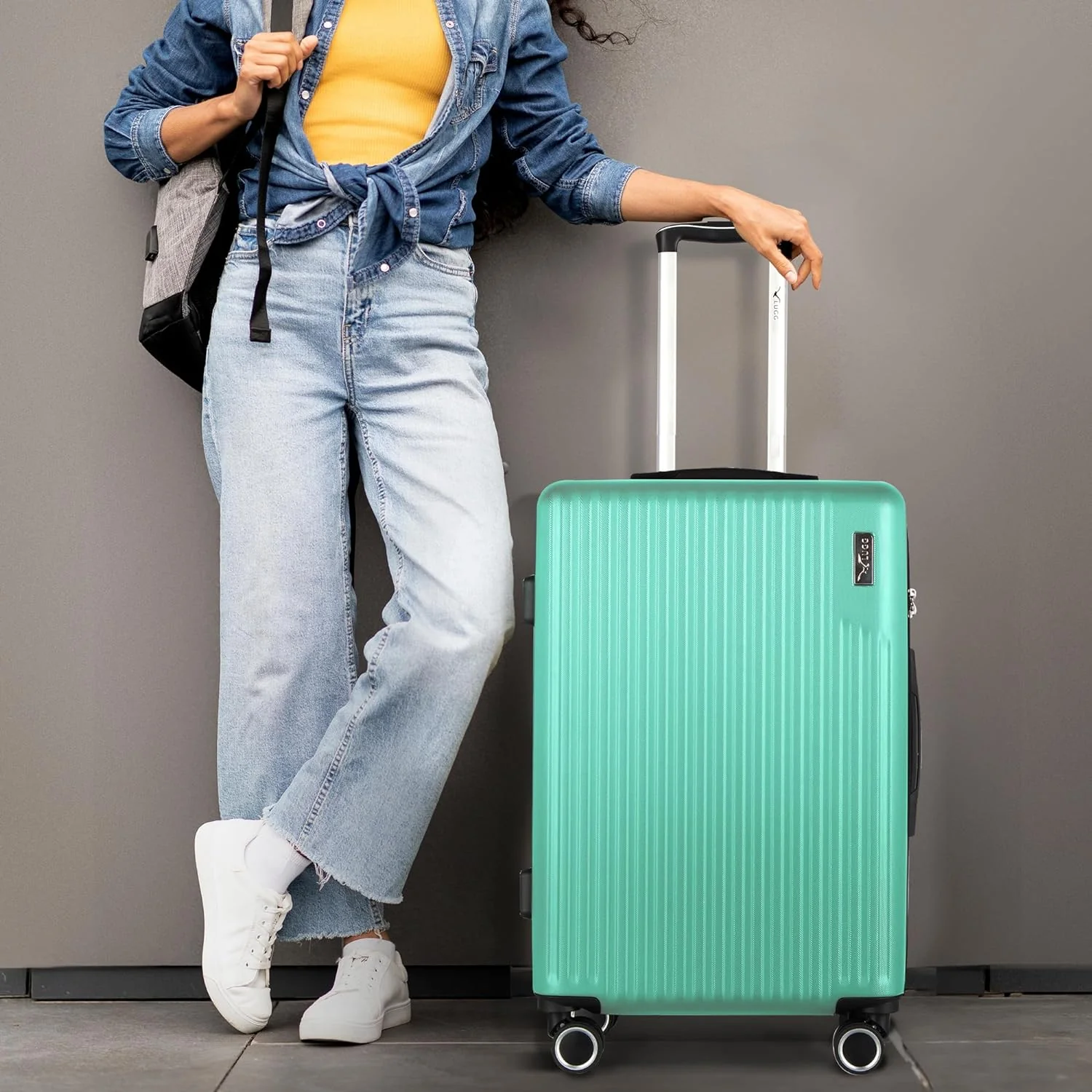 Vacay 24” Suitcase ABS Luggage with TSA Indent Lock, Aluminium Trolley Handle, 360° Spinner Wheels - Airline Compatible (66.5 x 25.5 x 44cm) - Mint - Image 7
