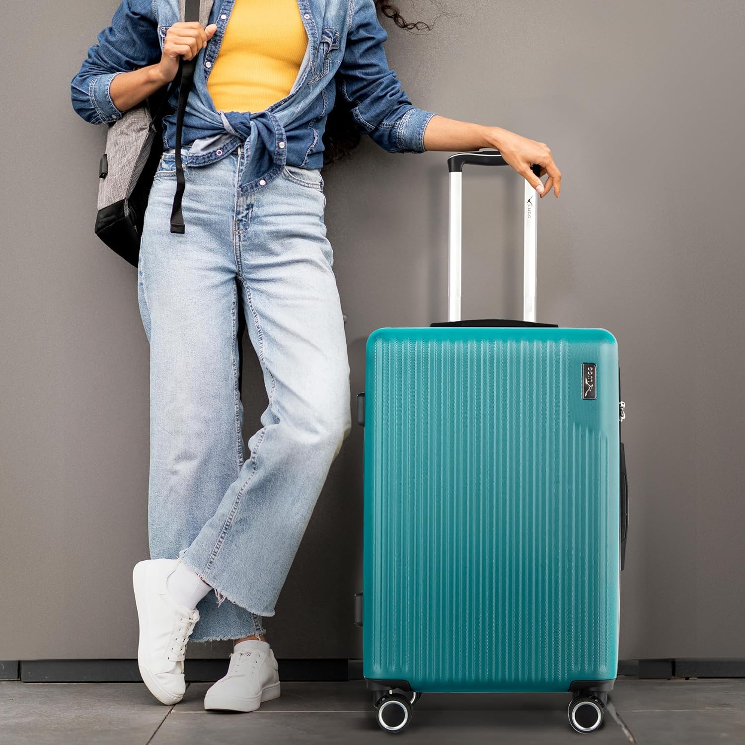 Vacay 24” Suitcase ABS Luggage with TSA Indent Lock, Aluminium Trolley Handle, 360° Spinner Wheels - Airline Compatible (66.5 x 25.5 x 44cm) - Ocean - Image 7