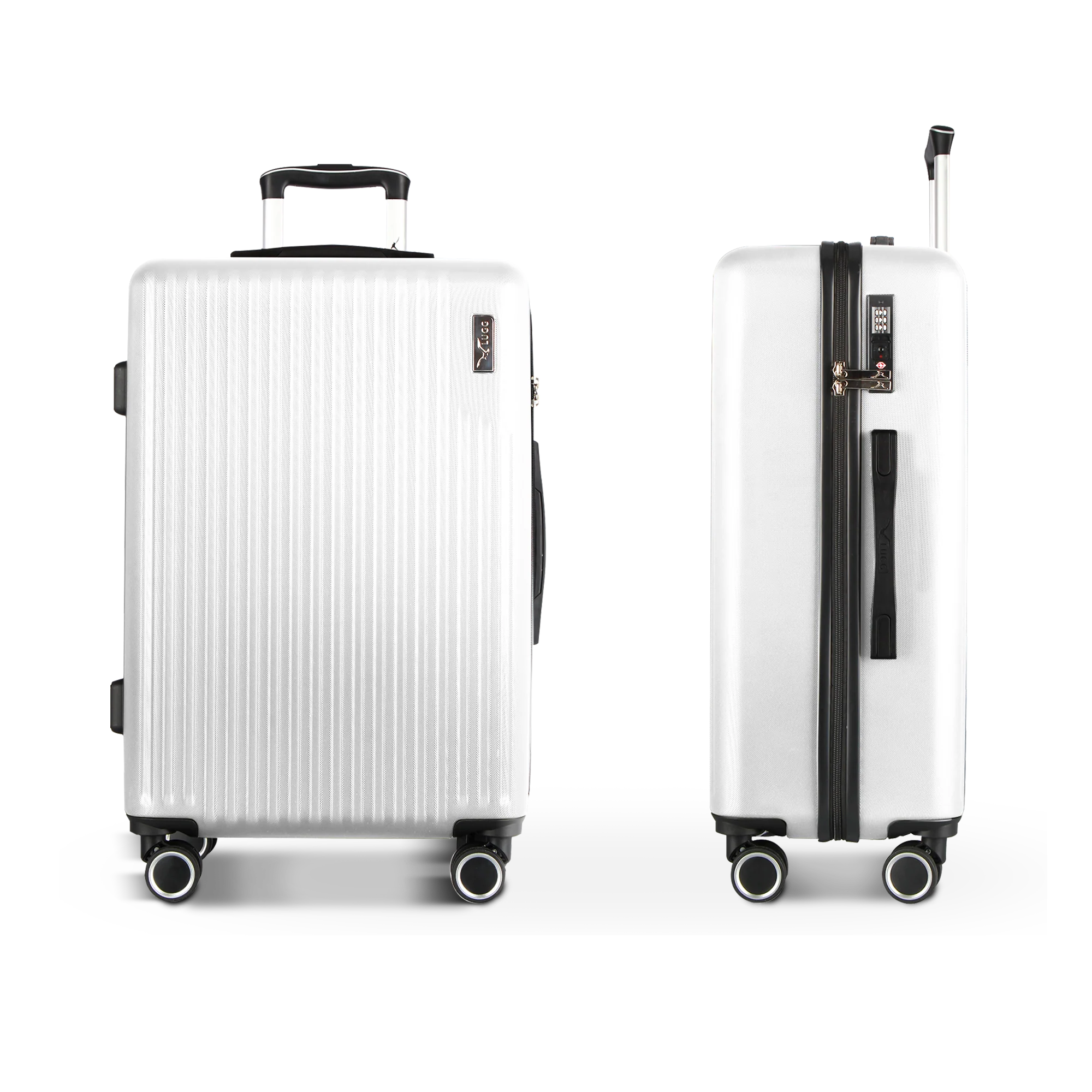 Vacay 24” Suitcase ABS Luggage with TSA Indent Lock, Aluminium Trolley Handle, 360° Spinner Wheels - Airline Compatible (66.5 x 25.5 x 44cm) - Pearl - Image 3