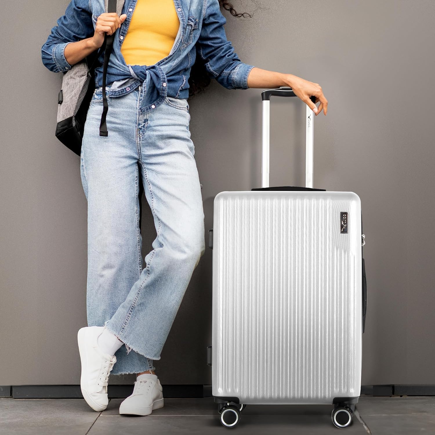 Vacay 24” Suitcase ABS Luggage with TSA Indent Lock, Aluminium Trolley Handle, 360° Spinner Wheels - Airline Compatible (66.5 x 25.5 x 44cm) - Pearl - Image 7