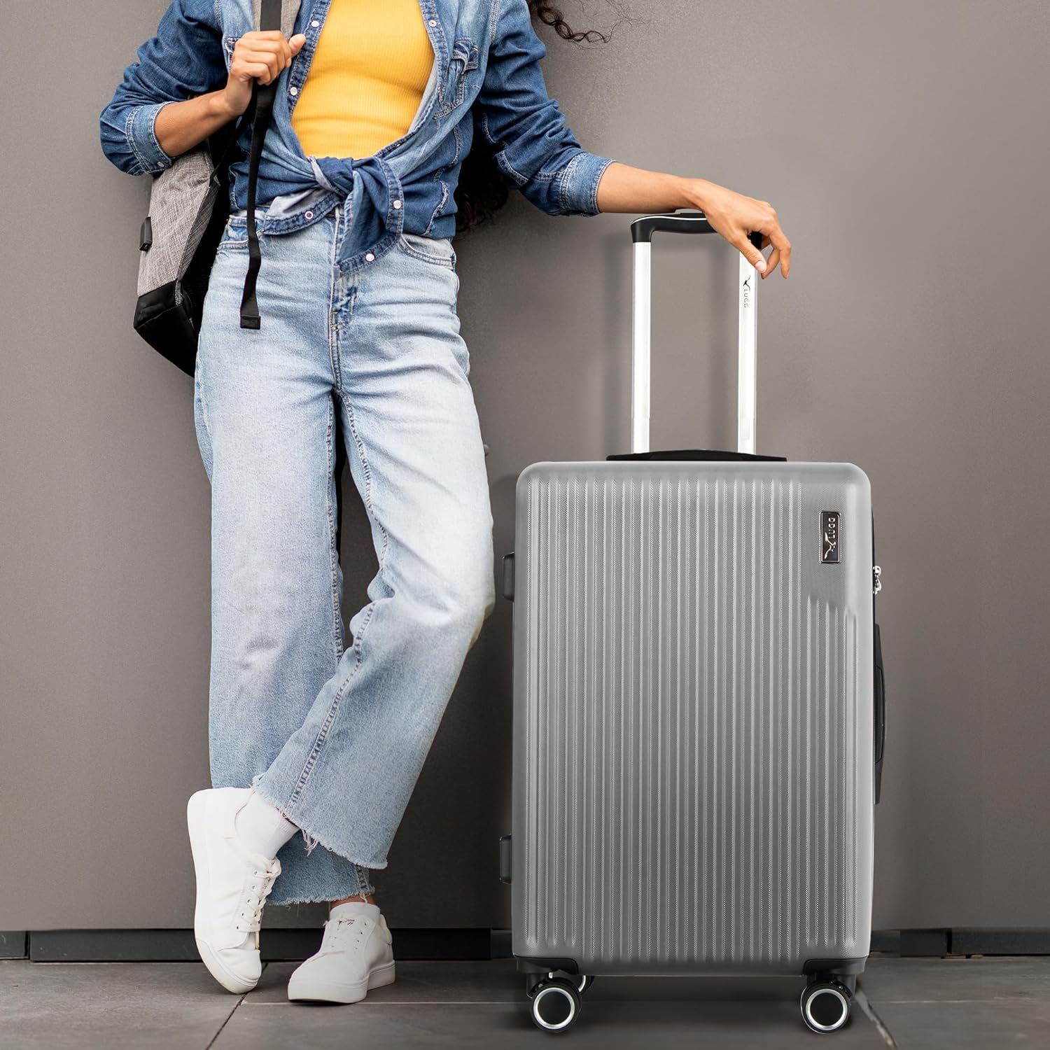 Vacay 24” Suitcase ABS Luggage with TSA Indent Lock, Aluminium Trolley Handle, 360° Spinner Wheels - Airline Compatible (66.5 x 25.5 x 44cm) - Raven - Image 7