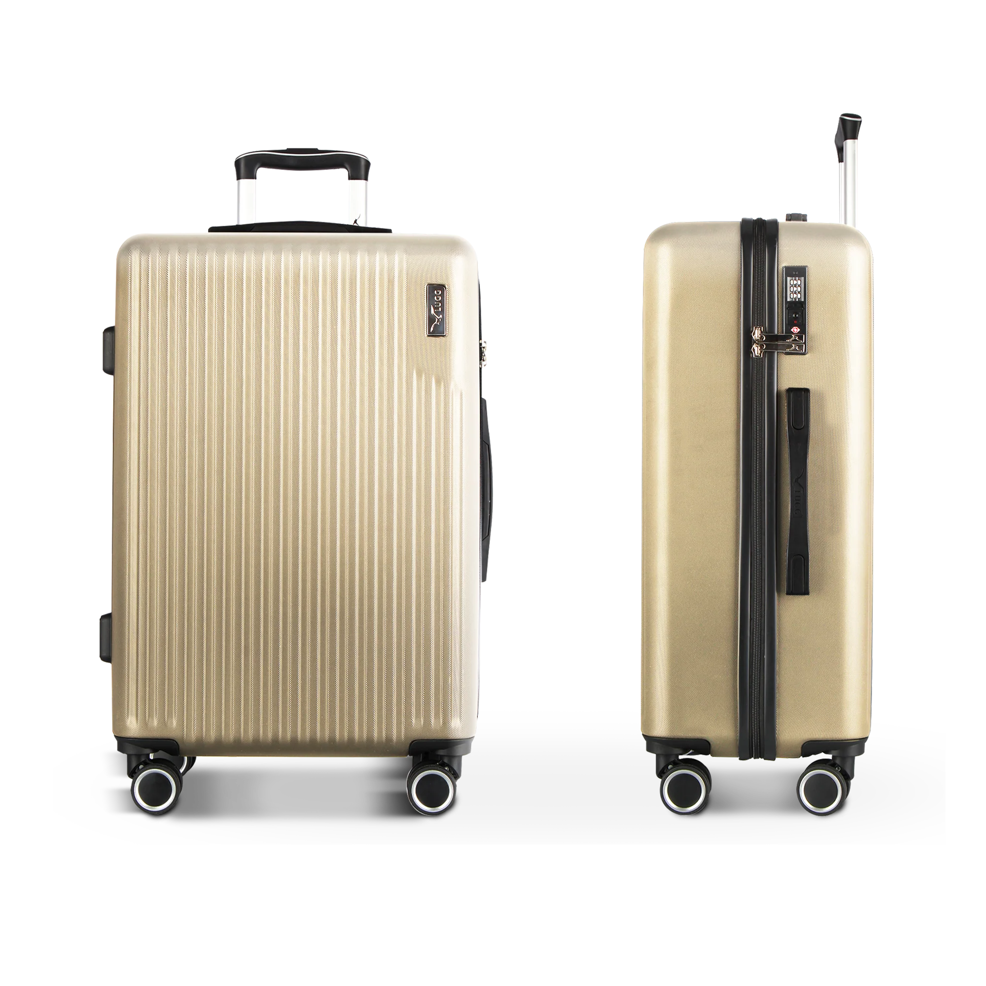 Vacay 24” Suitcase ABS Luggage with TSA Indent Lock, Aluminium Trolley Handle, 360° Spinner Wheels - Airline Compatible (66.5 x 25.5 x 44cm) - Sand - Image 3