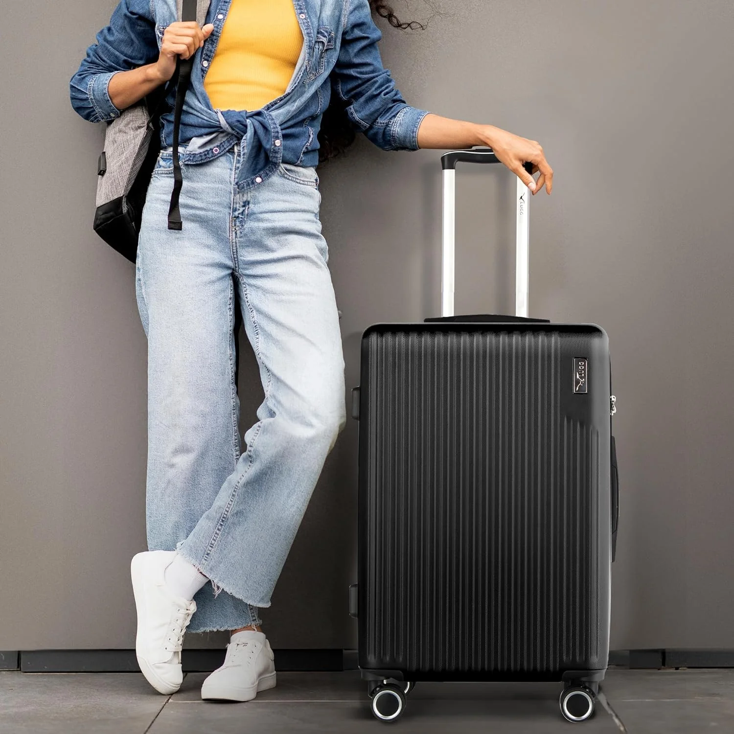 Vacay 24” Suitcase ABS Luggage with TSA Indent Lock, Aluminium Trolley Handle, 360° Spinner Wheels - Airline Compatible (66.5 x 25.5 x 44cm) - Shadow - Image 7