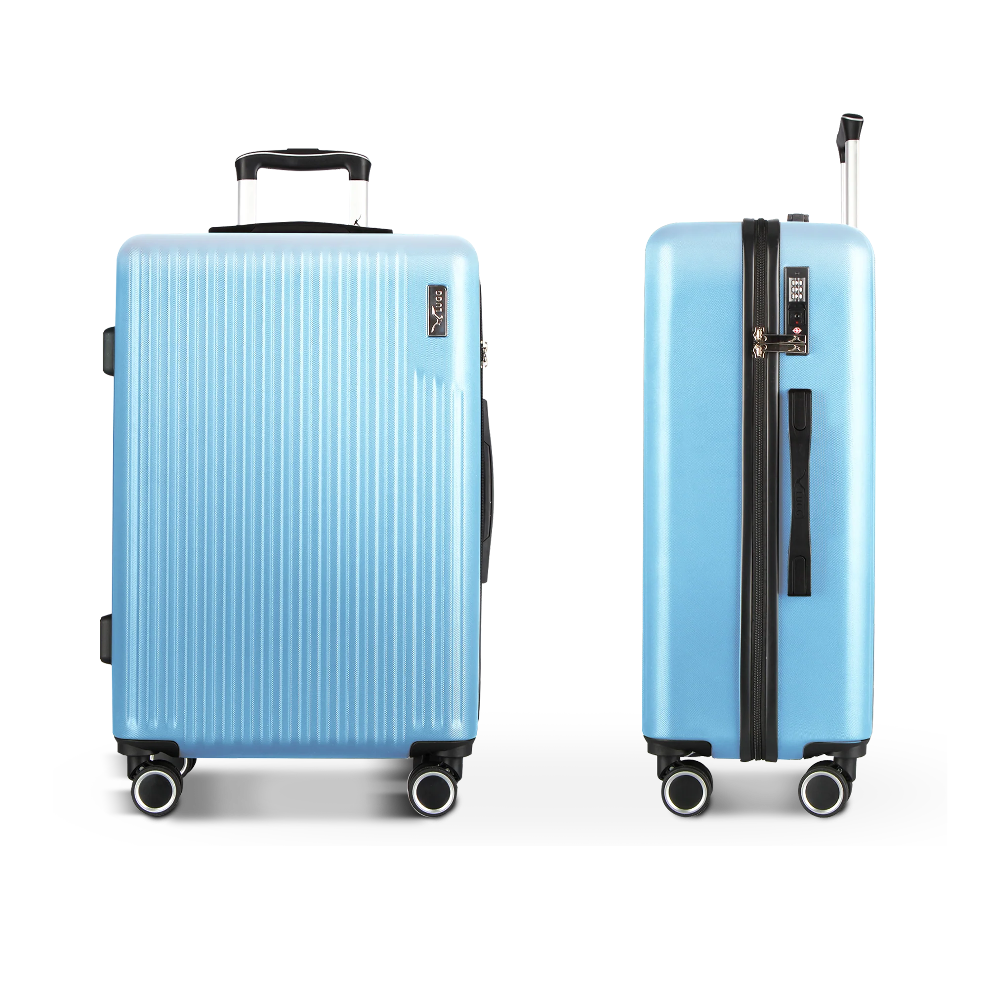 Vacay 24” Suitcase ABS Luggage with TSA Indent Lock, Aluminium Trolley Handle, 360° Spinner Wheels - Airline Compatible (66.5 x 25.5 x 44cm) - Sky Blue - Image 3