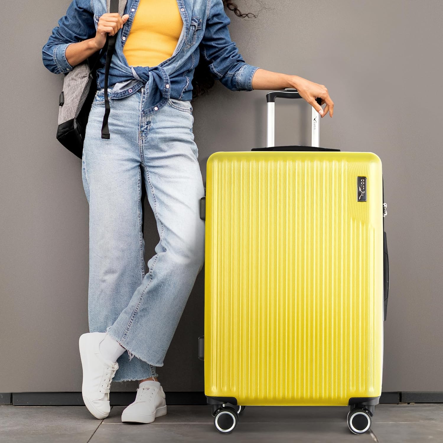Vacay 28” Suitcase ABS Luggage with TSA Indent Lock, Aluminium Trolley Handle, 360° Spinner Wheels - Airline Compatible (76.5 x 30 x 50.5cm) - Citrine - Image 7