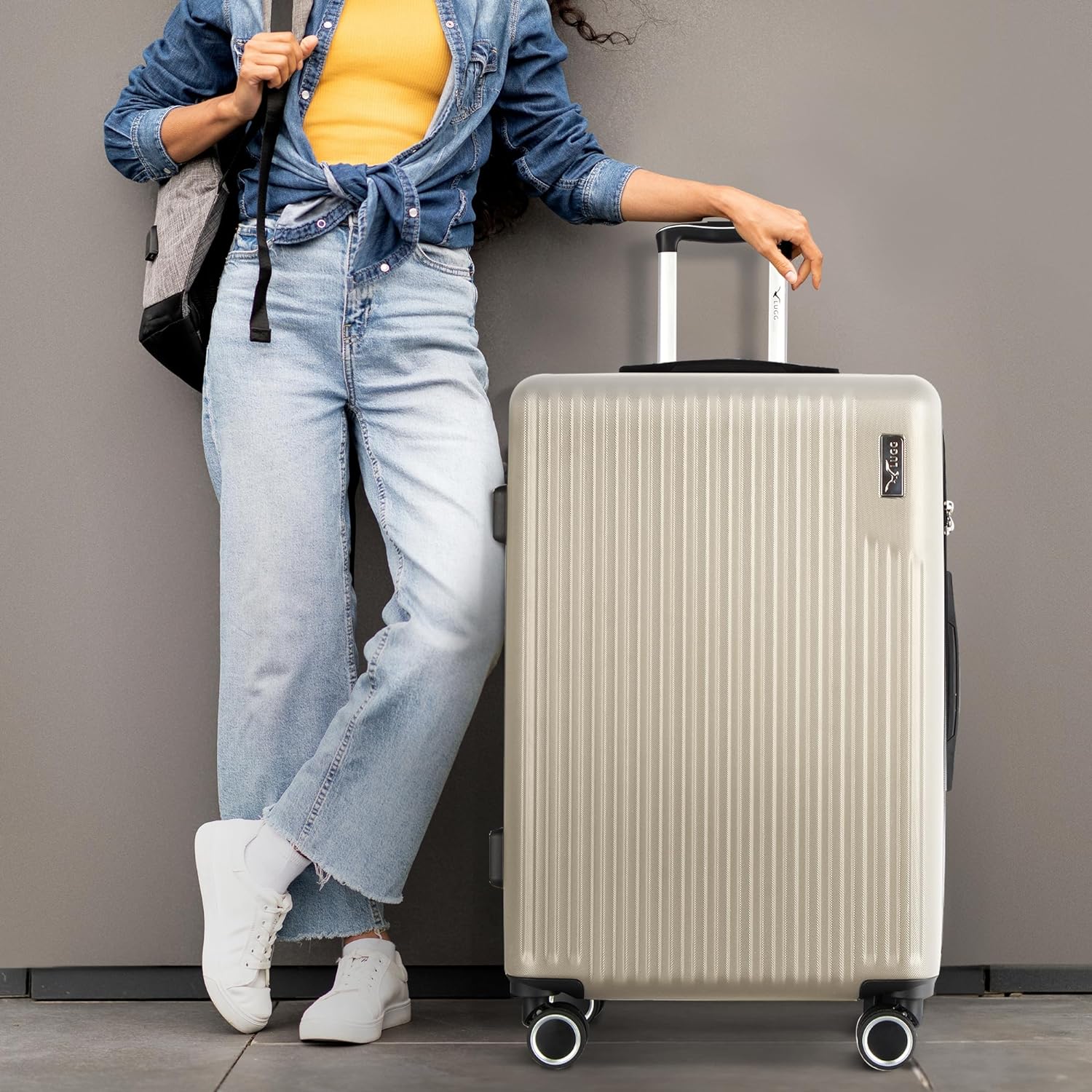 Vacay 28” Suitcase ABS Luggage with TSA Indent Lock, Aluminium Trolley Handle, 360° Spinner Wheels - Airline Compatible (76.5 x 30 x 50.5cm) - Earth - Image 7