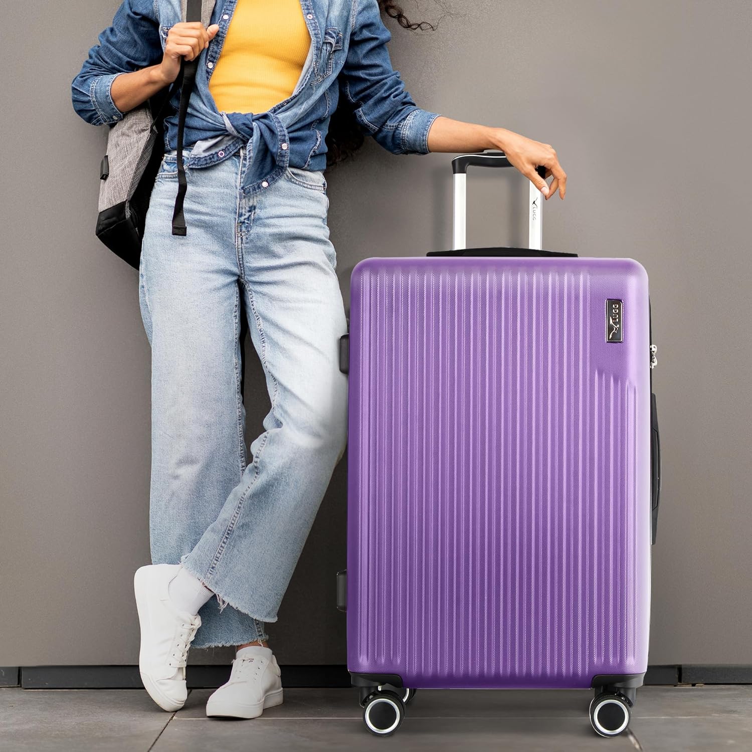 Vacay 28” Suitcase ABS Luggage with TSA Indent Lock, Aluminium Trolley Handle, 360° Spinner Wheels - Airline Compatible (76.5 x 30 x 50.5cm) - Lavender - Image 7
