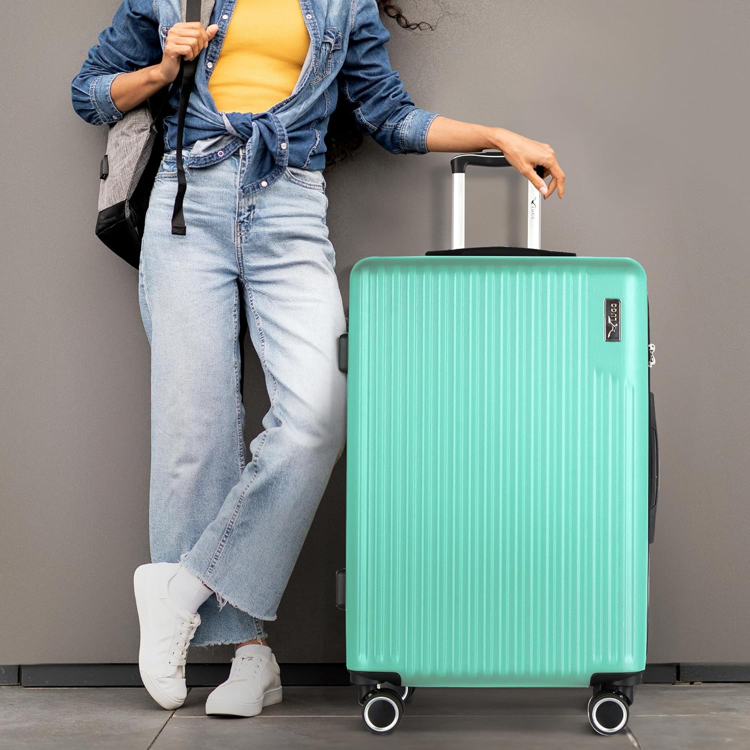 Vacay 28” Suitcase ABS Luggage with TSA Indent Lock, Aluminium Trolley Handle, 360° Spinner Wheels - Airline Compatible (76.5 x 30 x 50.5cm) - Mint - Image 7