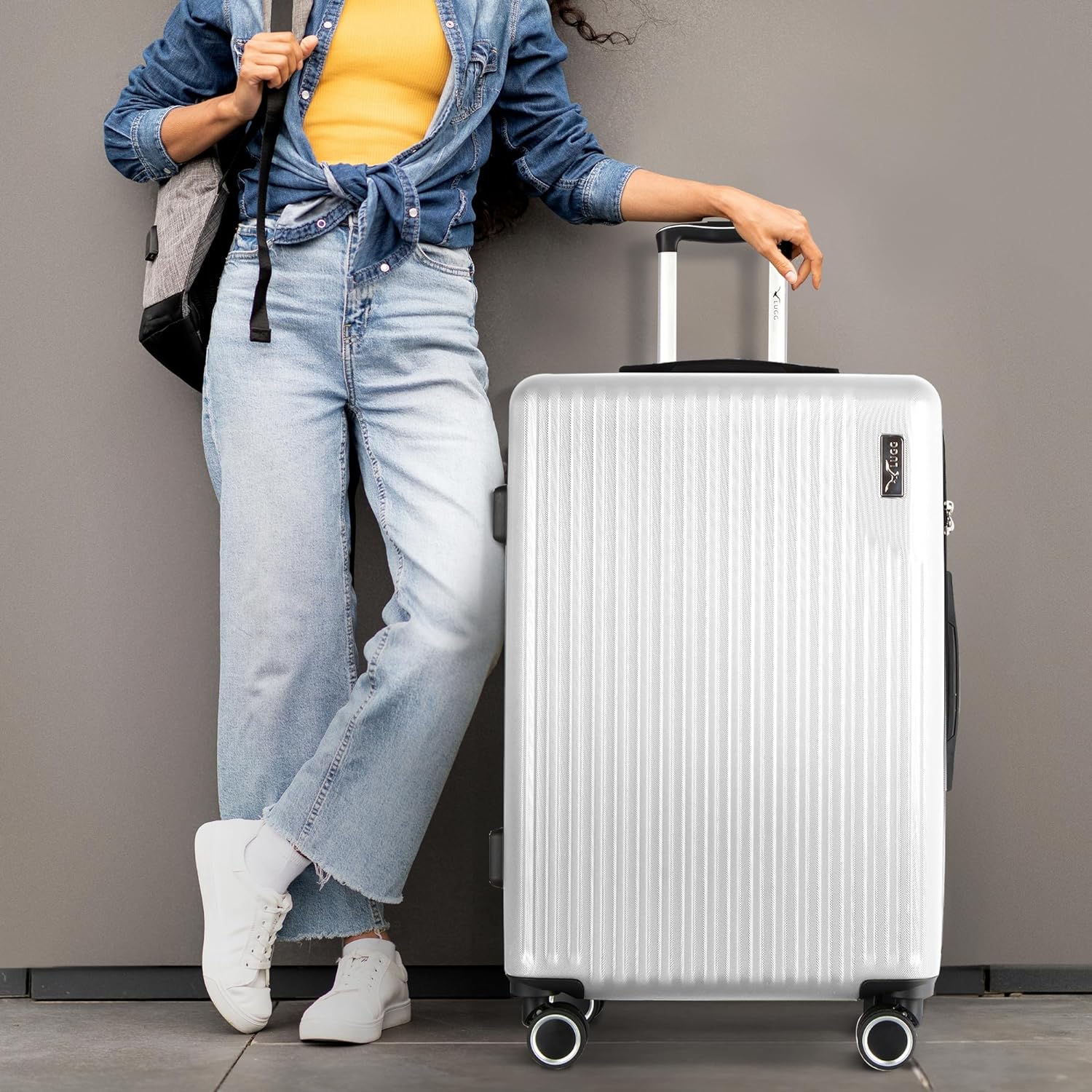 Vacay 28” Suitcase ABS Luggage with TSA Indent Lock, Aluminium Trolley Handle, 360° Spinner Wheels - Airline Compatible (76.5 x 30 x 50.5cm) - Pearl - Image 7