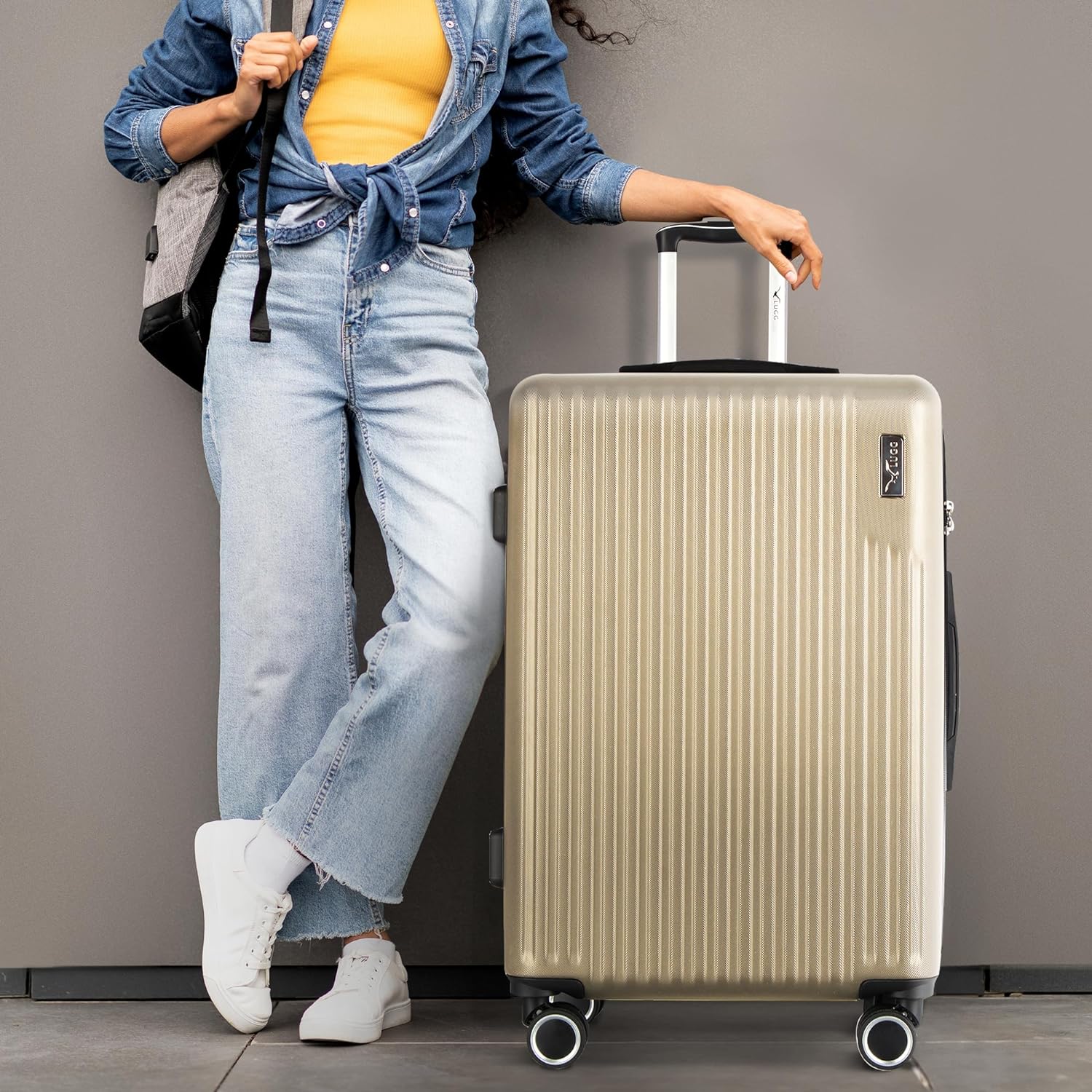 Vacay 28” Suitcase ABS Luggage with TSA Indent Lock, Aluminium Trolley Handle, 360° Spinner Wheels - Airline Compatible (76.5 x 30 x 50.5cm) - Sand - Image 6