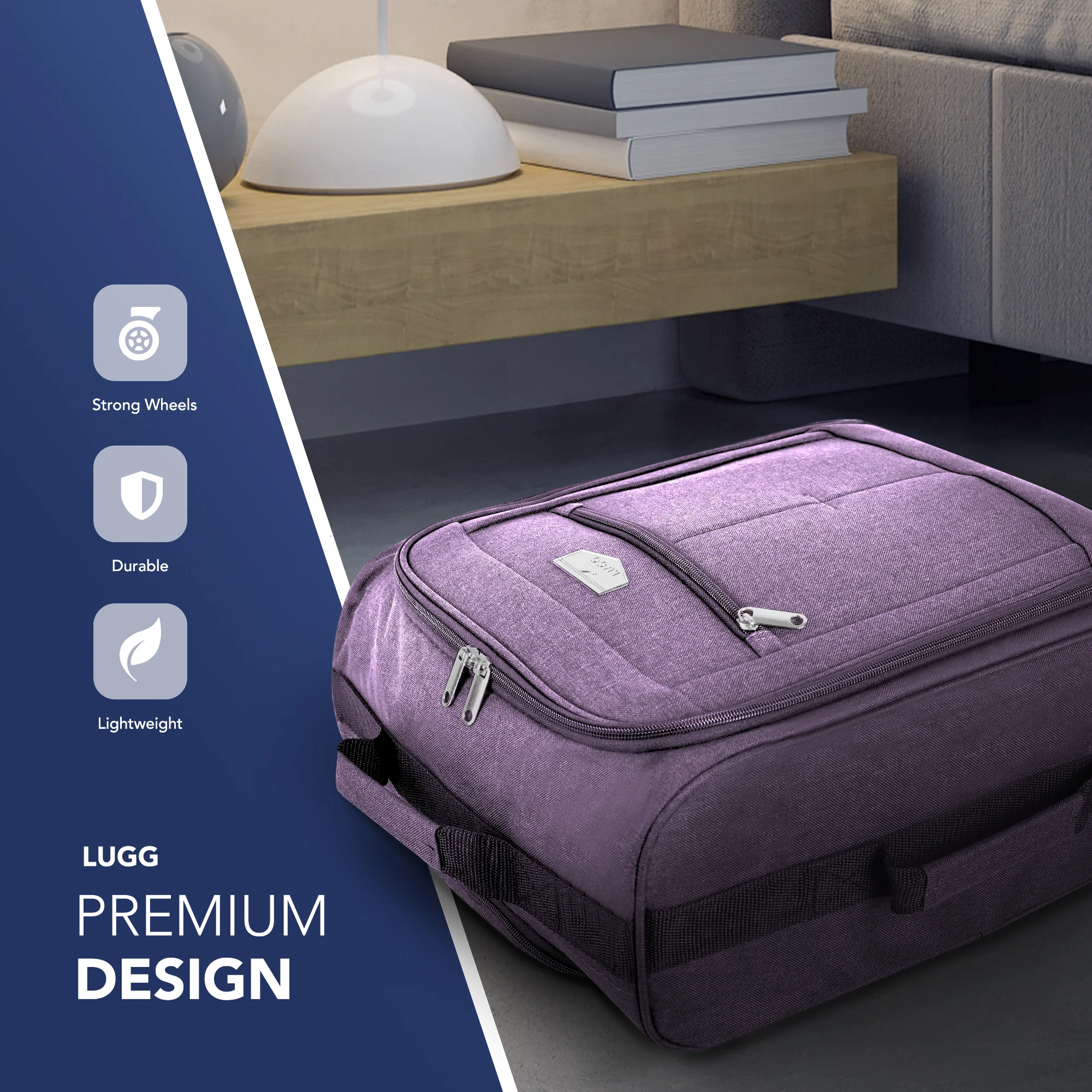 Free EasyJet Underseat & Ryanair Priority Approved Soft Cabin Bag - Lilac (45x36x20cm) - Image 3
