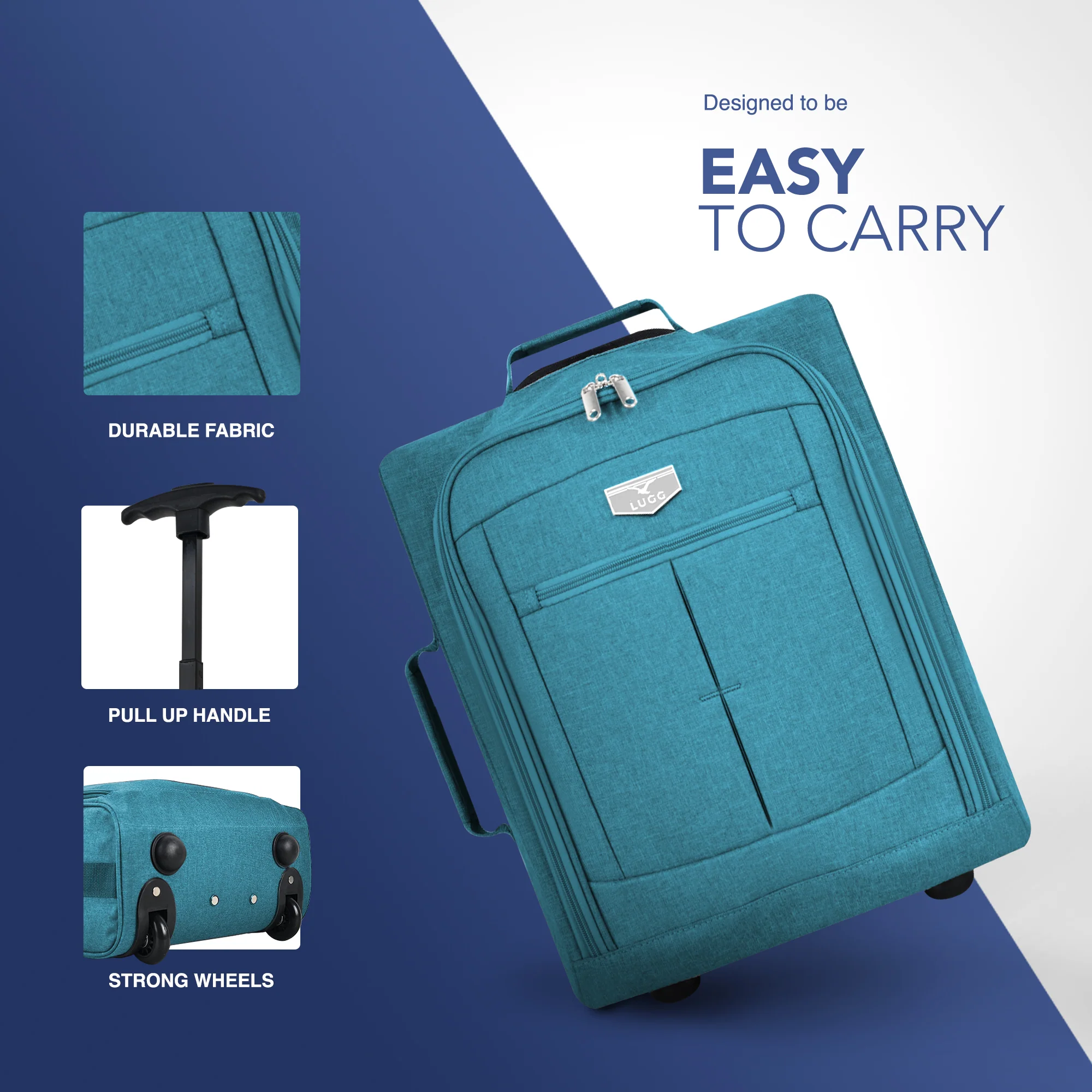 Free EasyJet Underseat & Ryanair Priority Approved Soft Cabin Bag - Teal (45x36x20cm) - Image 5