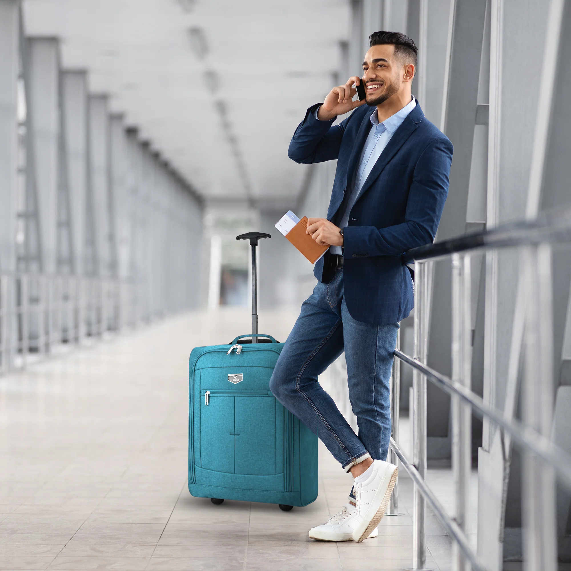 Free EasyJet Underseat & Ryanair Priority Approved Soft Cabin Bag - Teal (45x36x20cm) - Image 7