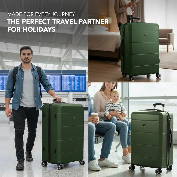 LUGG Jetset 28 Inch Large Suitcase – Lightweight Hard Shell Luggage with TSA Lock – Water-Resistant ABS Spinner Suitcase – 4 Wheels – (75x49x29cm) - Army Green - Image 9