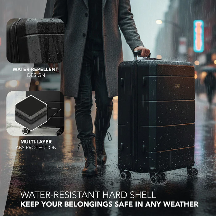 LUGG Jetset 28 Inch Large Suitcase – Lightweight Hard Shell Luggage with TSA Lock – Water-Resistant ABS Spinner Suitcase – 4 Wheels – (75x49x29cm) - Black - Image 4