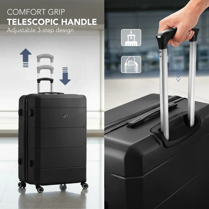 LUGG Jetset 28 Inch Large Suitcase – Lightweight Hard Shell Luggage with TSA Lock – Water-Resistant ABS Spinner Suitcase – 4 Wheels – (75x49x29cm) - Black - Image 7