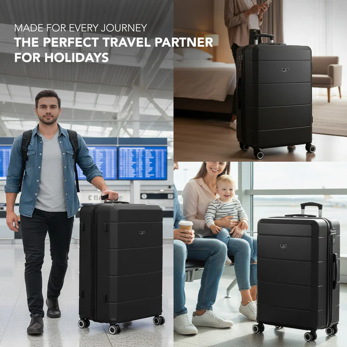 LUGG Jetset 28 Inch Large Suitcase – Lightweight Hard Shell Luggage with TSA Lock – Water-Resistant ABS Spinner Suitcase – 4 Wheels – (75x49x29cm) - Black - Image 9