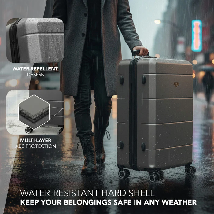 LUGG Jetset 28 Inch Large Suitcase – Lightweight Hard Shell Luggage with TSA Lock – Water-Resistant ABS Spinner Suitcase – 4 Wheels – (75x49x29cm) - Gunmetal - Image 4