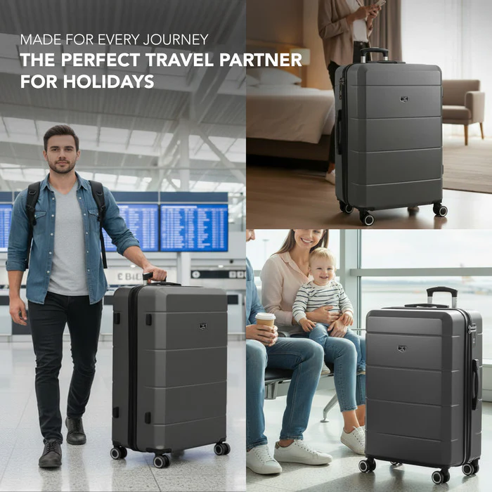 LUGG Jetset 28 Inch Large Suitcase – Lightweight Hard Shell Luggage with TSA Lock – Water-Resistant ABS Spinner Suitcase – 4 Wheels – (75x49x29cm) - Gunmetal - Image 9