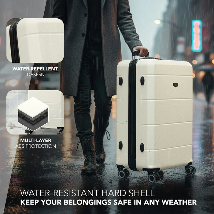 LUGG Jetset 28 Inch Large Suitcase – Lightweight Hard Shell Luggage with TSA Lock – Water-Resistant ABS Spinner Suitcase – 4 Wheels – (75x49x29cm) - Ivory - Image 4