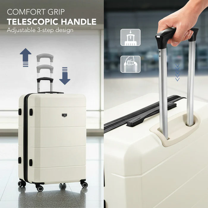 LUGG Jetset 28 Inch Large Suitcase – Lightweight Hard Shell Luggage with TSA Lock – Water-Resistant ABS Spinner Suitcase – 4 Wheels – (75x49x29cm) - Ivory - Image 7