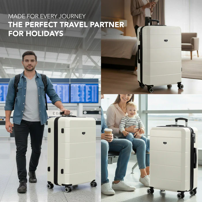LUGG Jetset 28 Inch Large Suitcase – Lightweight Hard Shell Luggage with TSA Lock – Water-Resistant ABS Spinner Suitcase – 4 Wheels – (75x49x29cm) - Ivory - Image 9