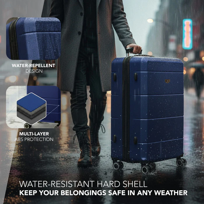 LUGG Jetset 28 Inch Large Suitcase – Lightweight Hard Shell Luggage with TSA Lock – Water-Resistant ABS Spinner Suitcase – 4 Wheels – (75x49x29cm) - Midnight Blue - Image 4