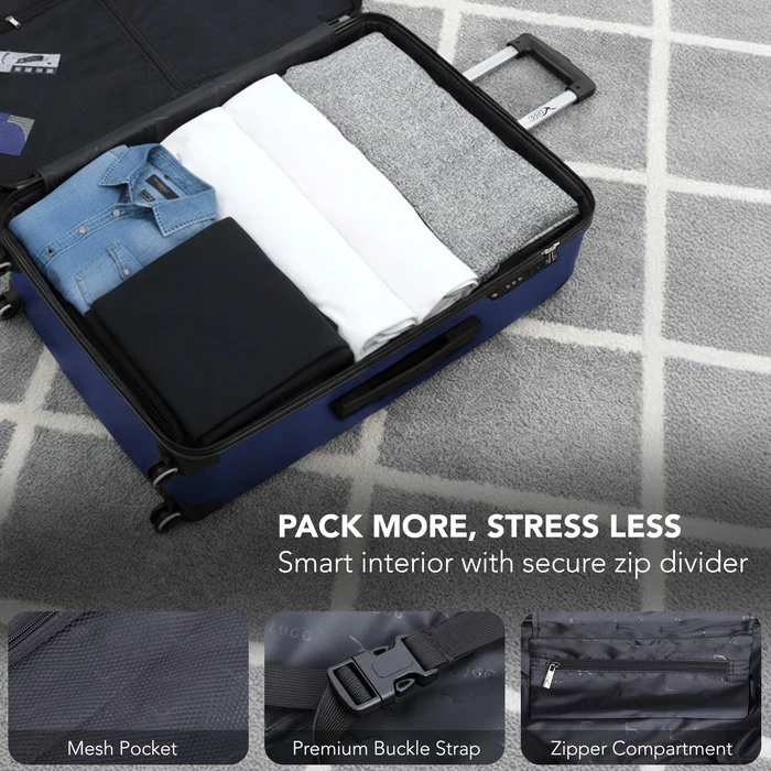LUGG Jetset 28 Inch Large Suitcase – Lightweight Hard Shell Luggage with TSA Lock – Water-Resistant ABS Spinner Suitcase – 4 Wheels – (75x49x29cm) - Midnight Blue - Image 8