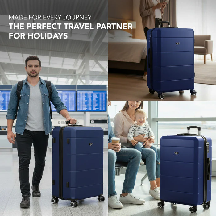 LUGG Jetset 28 Inch Large Suitcase – Lightweight Hard Shell Luggage with TSA Lock – Water-Resistant ABS Spinner Suitcase – 4 Wheels – (75x49x29cm) - Midnight Blue - Image 9