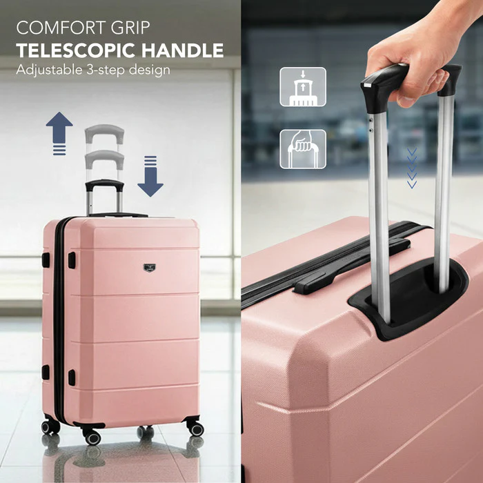 LUGG Jetset 28 Inch Large Suitcase – Lightweight Hard Shell Luggage with TSA Lock – Water-Resistant ABS Spinner Suitcase – 4 Wheels – (75x49x29cm) - Rose Gold - Image 7