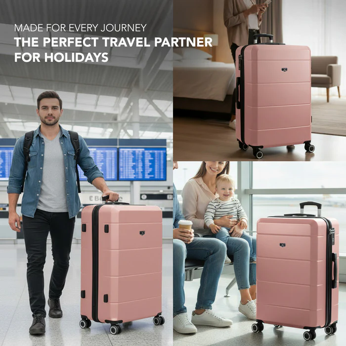 LUGG Jetset 28 Inch Large Suitcase – Lightweight Hard Shell Luggage with TSA Lock – Water-Resistant ABS Spinner Suitcase – 4 Wheels – (75x49x29cm) - Rose Gold - Image 9