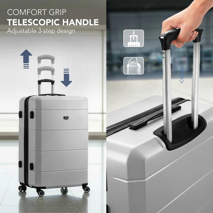 LUGG Jetset 28 Inch Large Suitcase – Lightweight Hard Shell Luggage with TSA Lock – Water-Resistant ABS Spinner Suitcase – 4 Wheels – (75x49x29cm) - Silver - Image 7