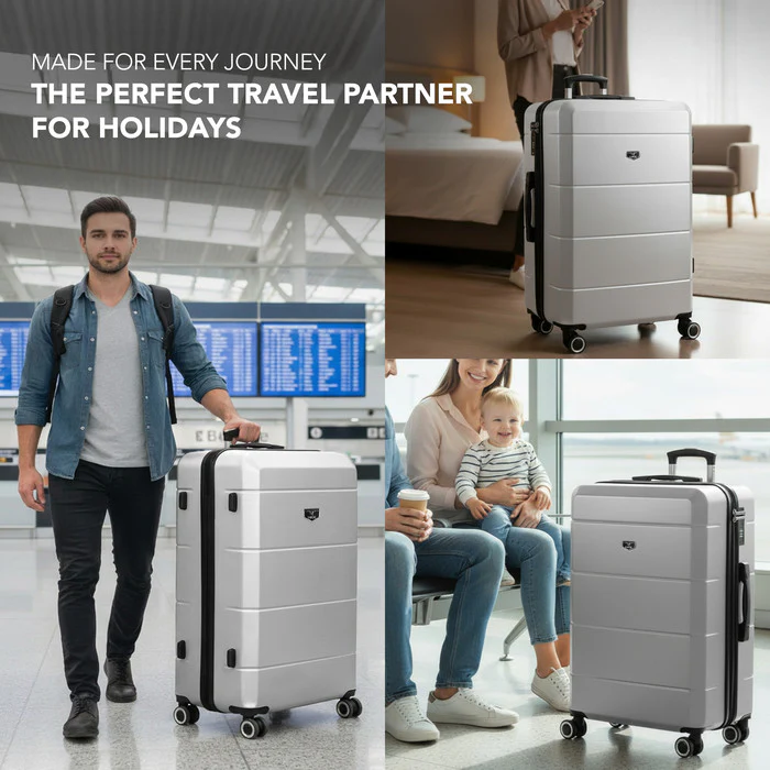 LUGG Jetset 28 Inch Large Suitcase – Lightweight Hard Shell Luggage with TSA Lock – Water-Resistant ABS Spinner Suitcase – 4 Wheels – (75x49x29cm) - Silver - Image 9