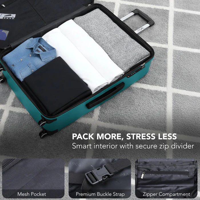 LUGG Jetset 28 Inch Large Suitcase – Lightweight Hard Shell Luggage with TSA Lock – Water-Resistant ABS Spinner Suitcase – 4 Wheels – (75x49x29cm) - Teal - Image 8