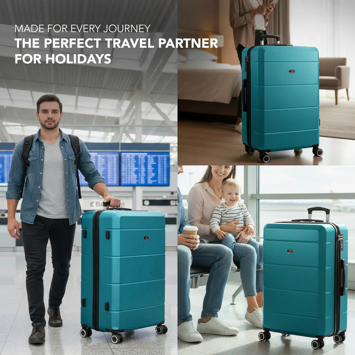 LUGG Jetset 28 Inch Large Suitcase – Lightweight Hard Shell Luggage with TSA Lock – Water-Resistant ABS Spinner Suitcase – 4 Wheels – (75x49x29cm) - Teal - Image 9