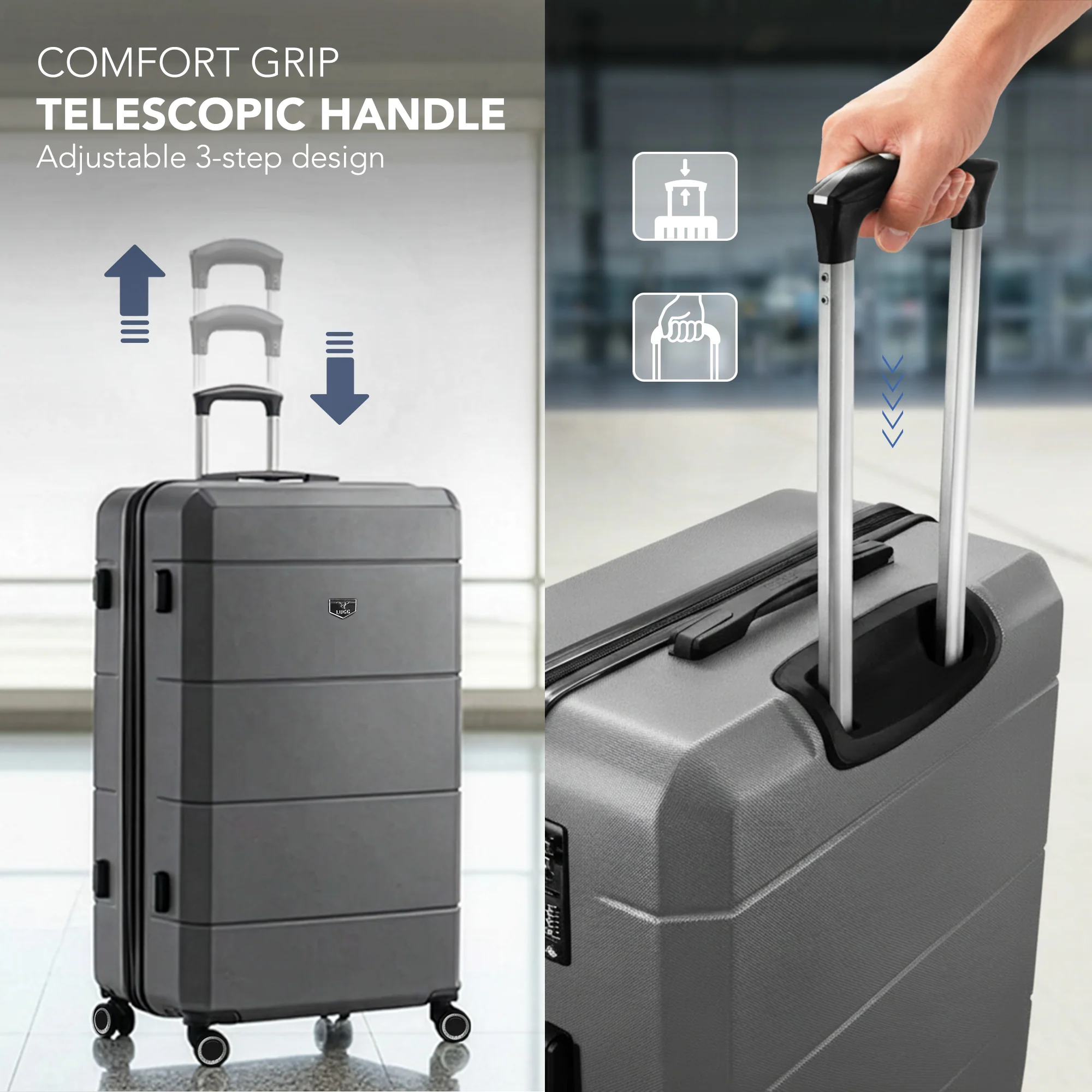 Jetset 32" Large Suitcase – Lightweight Hard Shell Luggage with TSA Lock – Water-Resistant ABS Spinner Suitcase – 4 Wheels – 86x58x31cm Travel Bag - Gunmetal - Image 6