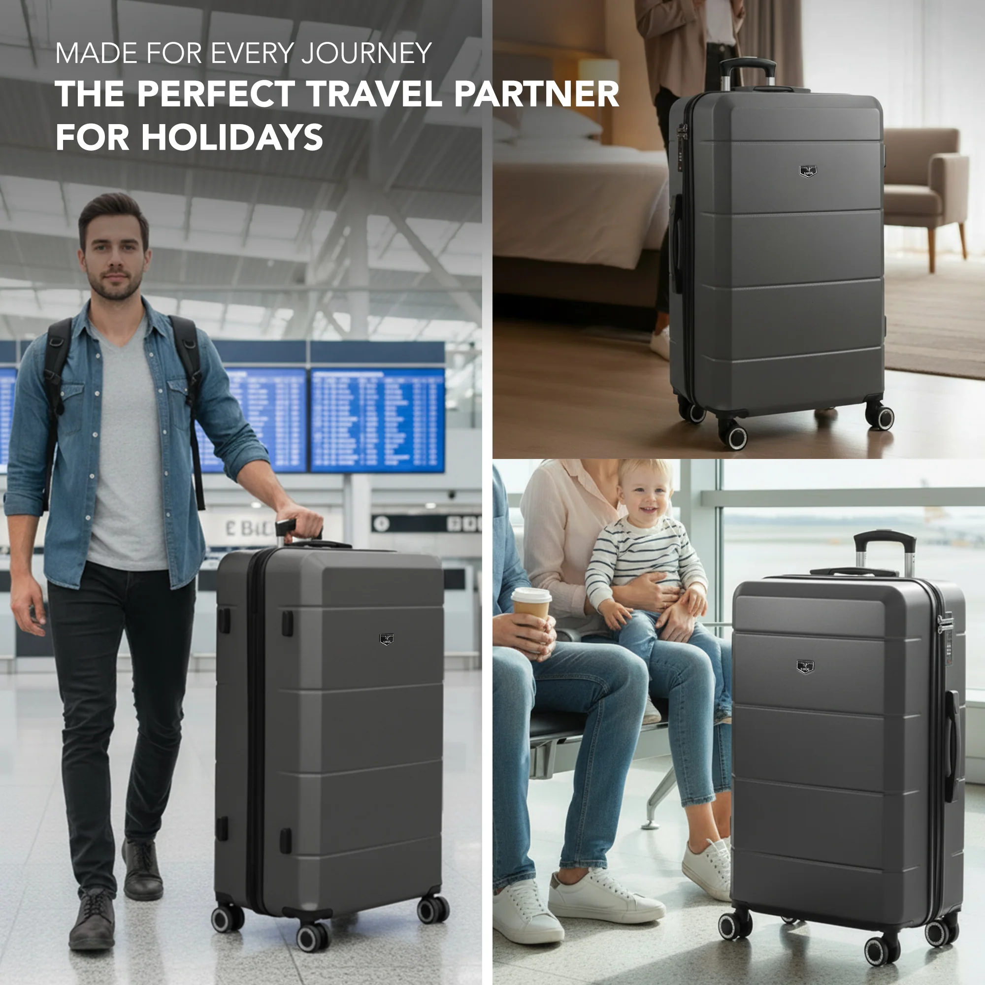 Jetset 32" Large Suitcase – Lightweight Hard Shell Luggage with TSA Lock – Water-Resistant ABS Spinner Suitcase – 4 Wheels – 86x58x31cm Travel Bag - Gunmetal - Image 8
